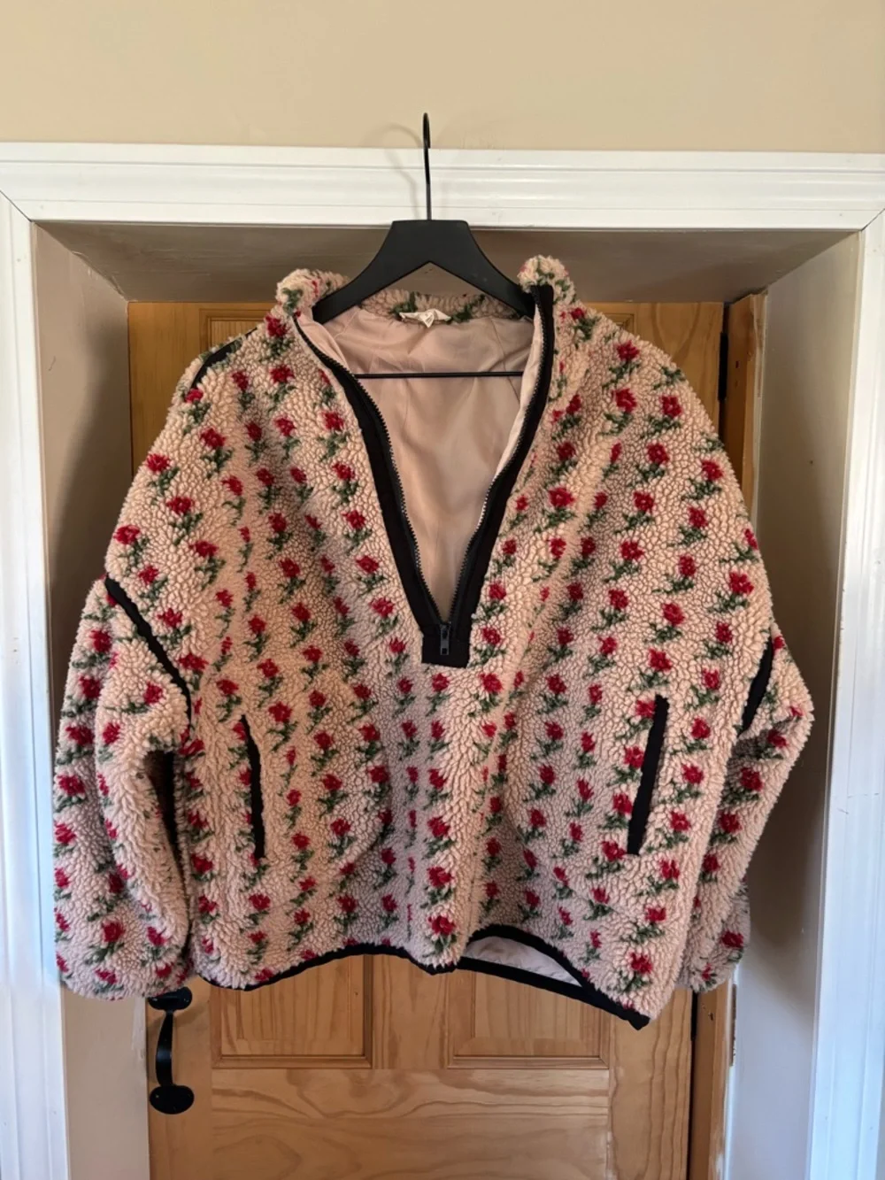 EUC PROMESA Cozy, Puffy Floral Fleece Half-Zip Pullover Jacket, Sold Out, S - Picture 4 of 16